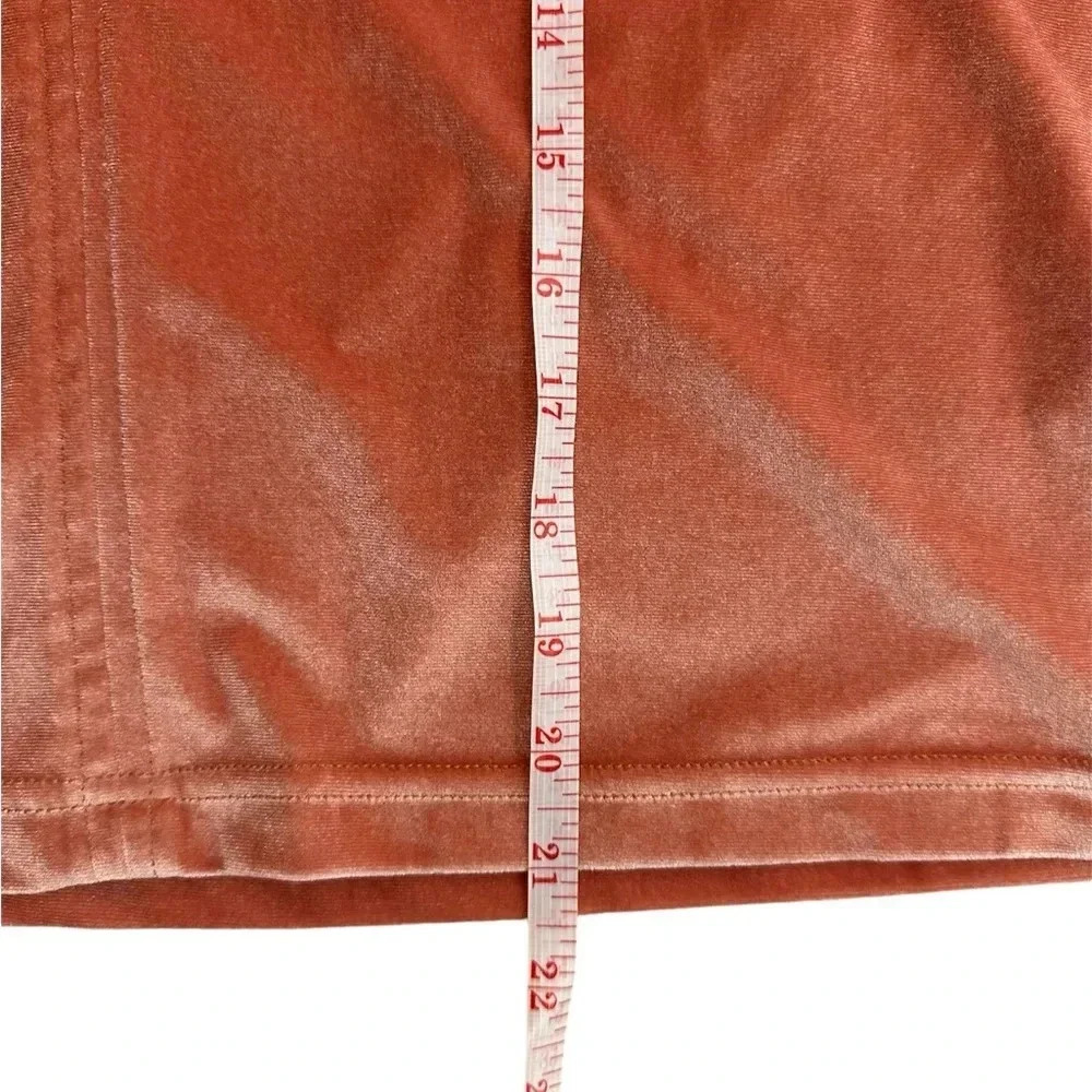 Madewell Velvet Tie Neck Top Dried Coral Short Sleeve Women’s Size Medium EUC - Picture 7 of 7